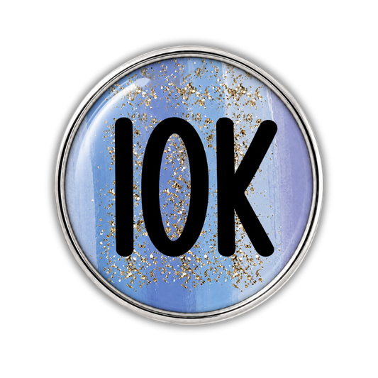 10K Blue Gold Sparkle Running Distance Charm