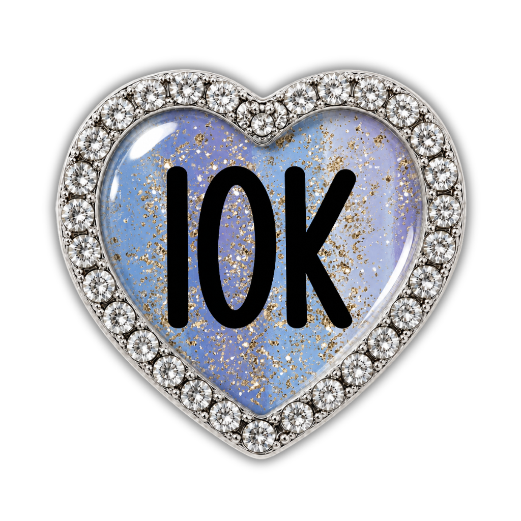 10K Blue Gold Sparkle Running Distance Charm