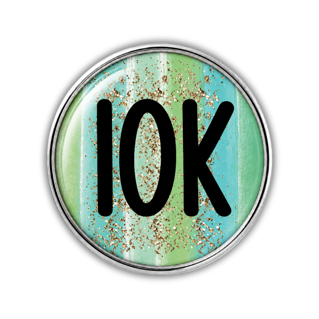 10K Blue Gold Sparkle Running Distance Charm
