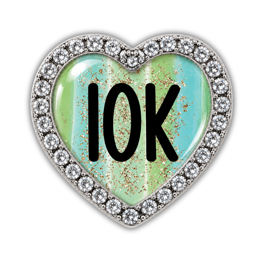 10K Blue Gold Sparkle Running Distance Charm