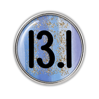 13.1 Blue Gold Sparkle Running Distance Charm