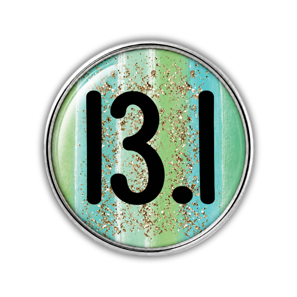 13.1 Blue Gold Sparkle Running Distance Charm