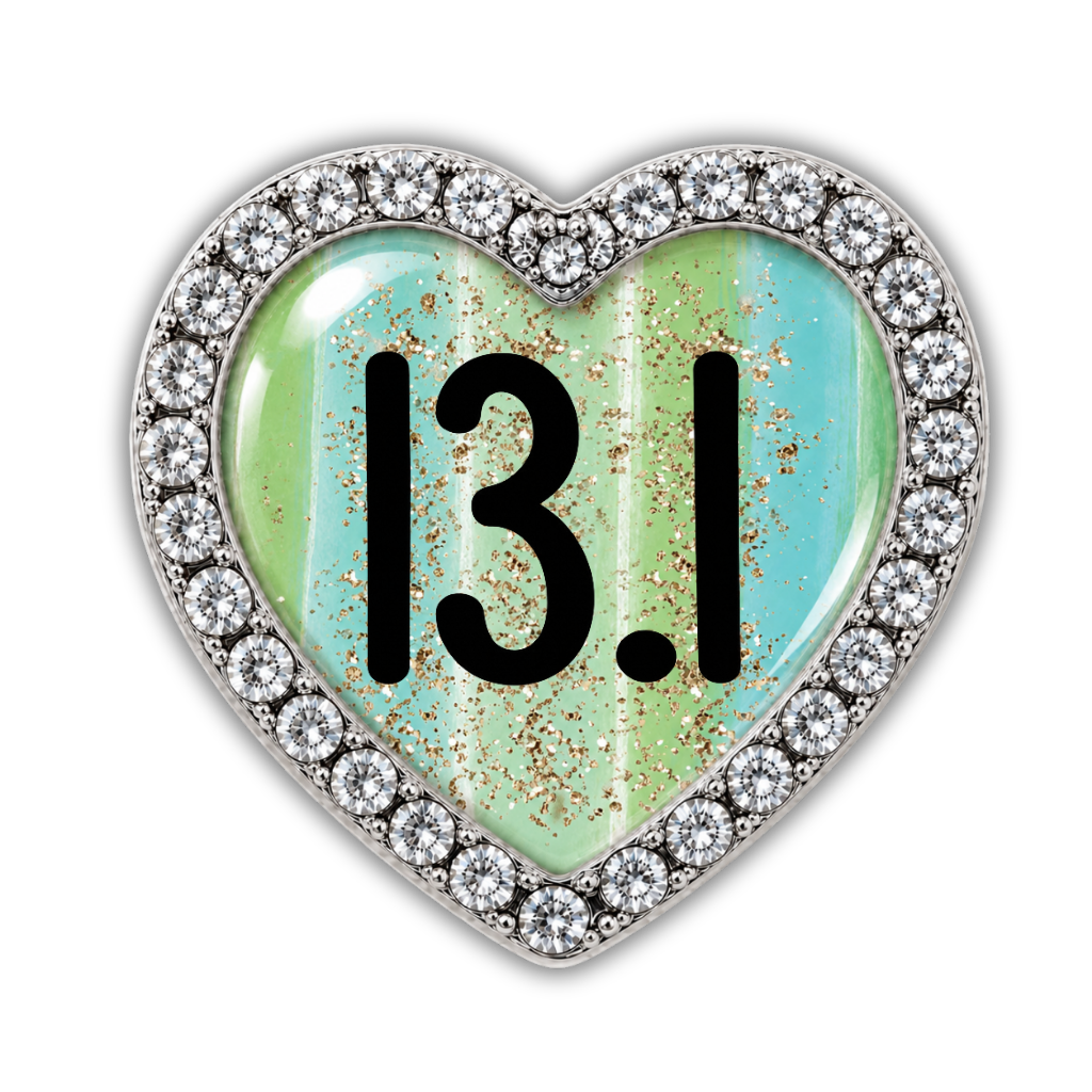 13.1 Blue Gold Sparkle Running Distance Charm