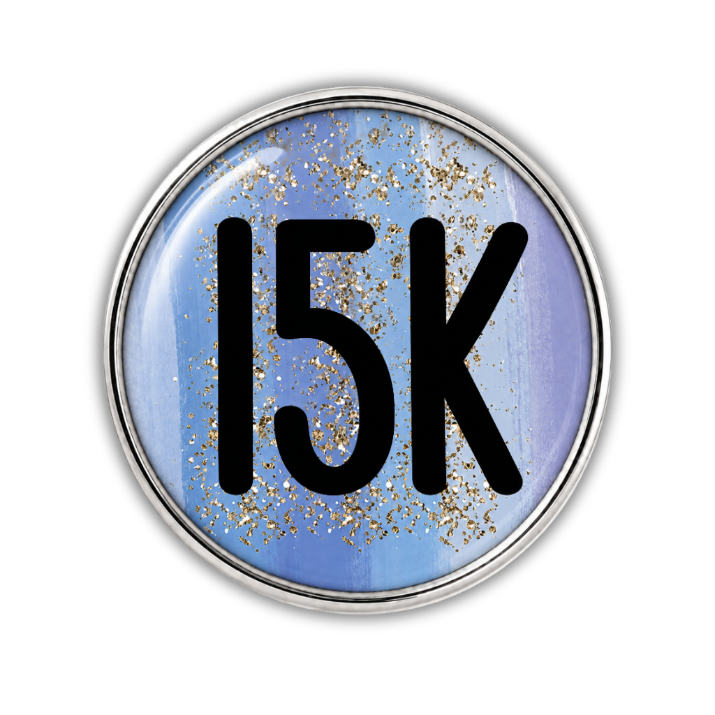 15k Blue Gold Sparkle Running Distance Charm