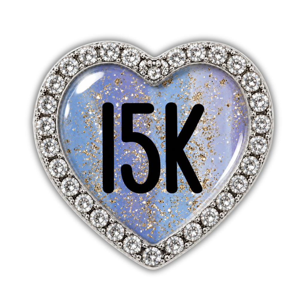 15k Blue Gold Sparkle Running Distance Charm