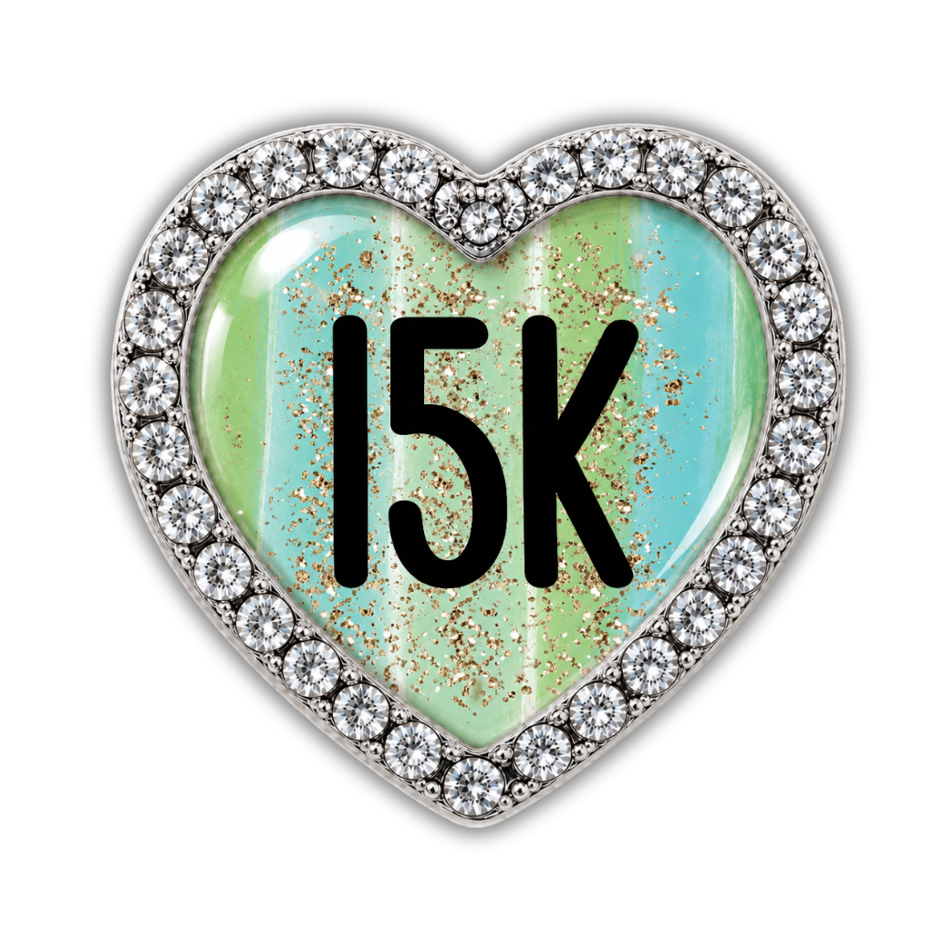 15k Blue Gold Sparkle Running Distance Charm