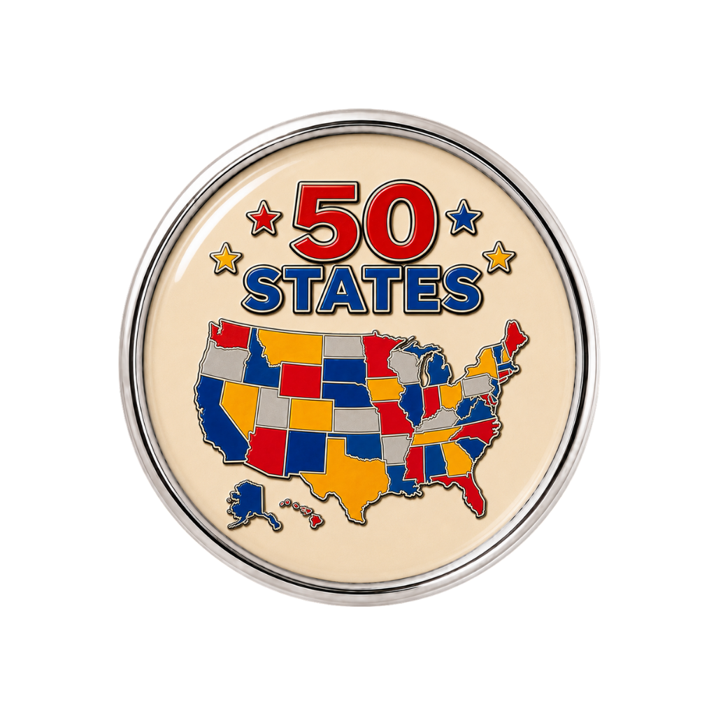 50 States Runner USA Map Shoelace Charm