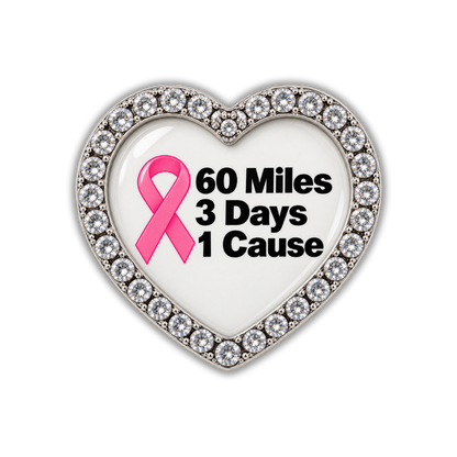 60 Miles 3 Days 1 Cause Breast Cancer Awareness Shoe Charm