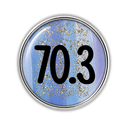 70.3 Blue Gold Sparkle Running Distance Charm