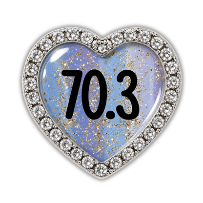 70.3 Blue Gold Sparkle Running Distance Charm