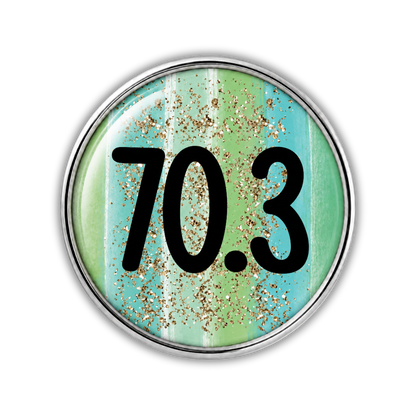 70.3 Blue Gold Sparkle Running Distance Charm