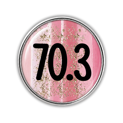 70.3 Blue Gold Sparkle Running Distance Charm