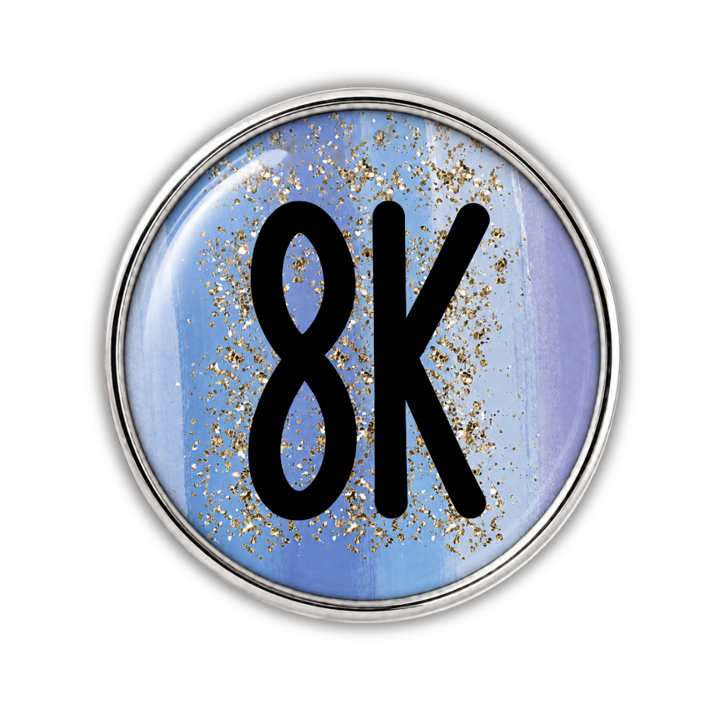 8k Blue Gold Sparkle Running Distance Charm