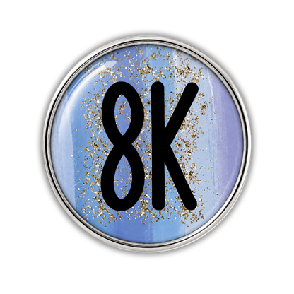 8k Blue Gold Sparkle Running Distance Charm