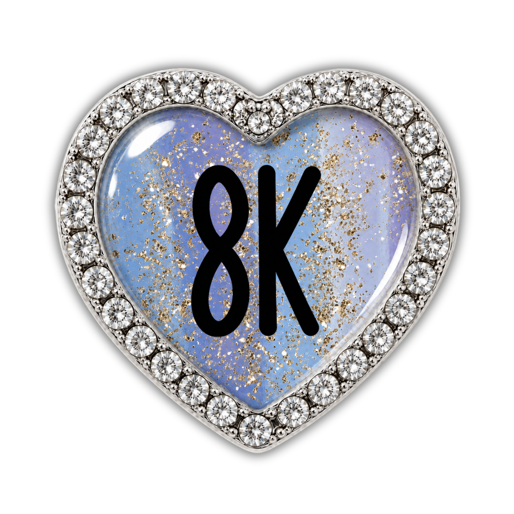 8k Blue Gold Sparkle Running Distance Charm