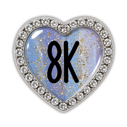8k Blue Gold Sparkle Running Distance Charm