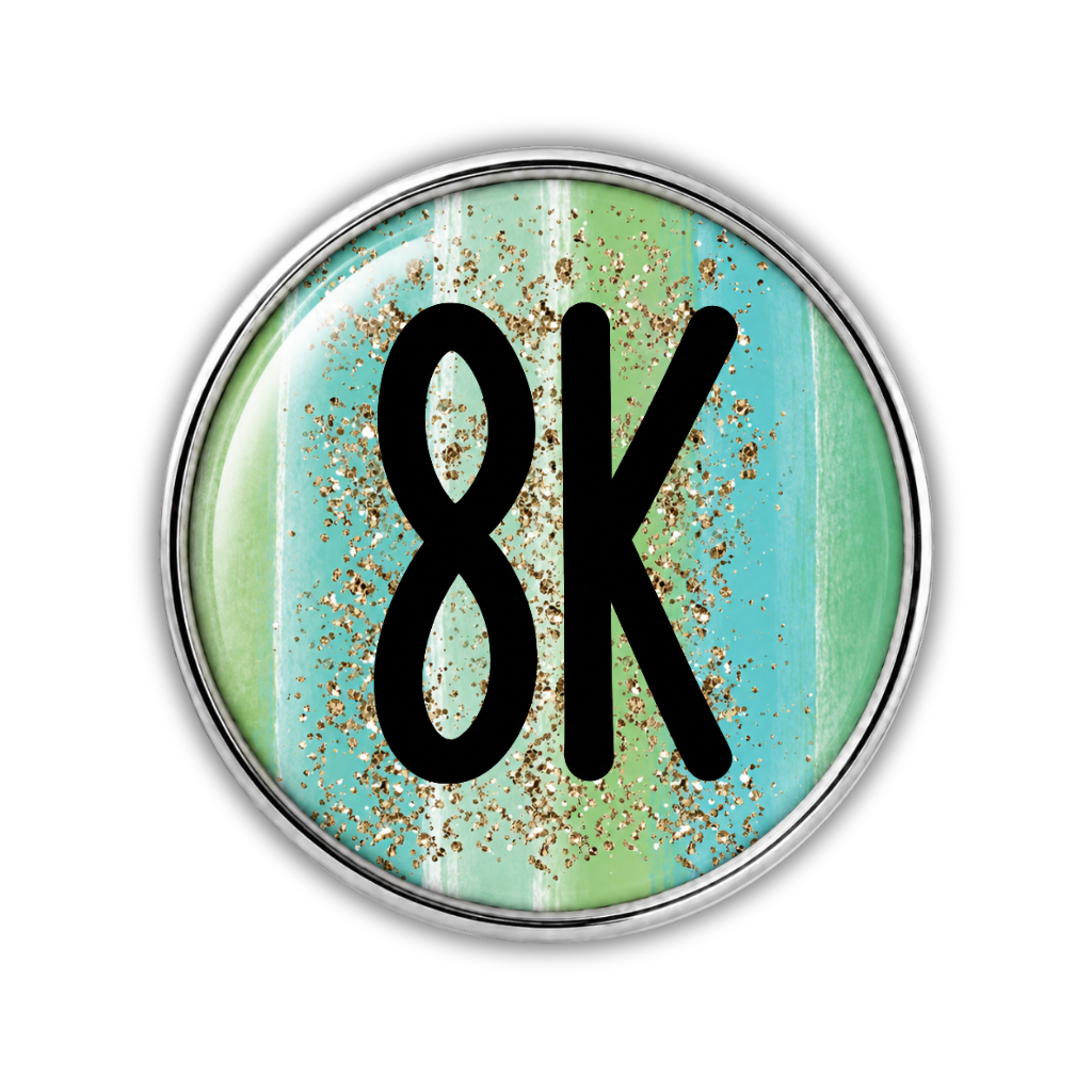 8k Blue Gold Sparkle Running Distance Charm