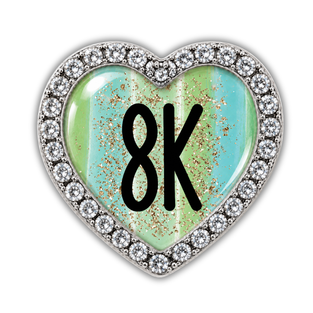 8k Blue Gold Sparkle Running Distance Charm