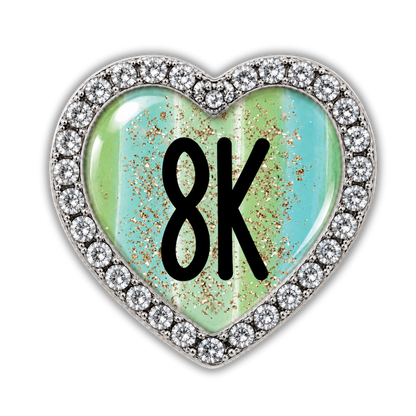 8k Blue Gold Sparkle Running Distance Charm