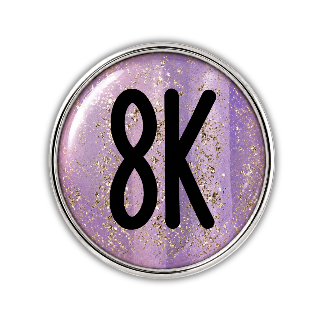 8k Blue Gold Sparkle Running Distance Charm