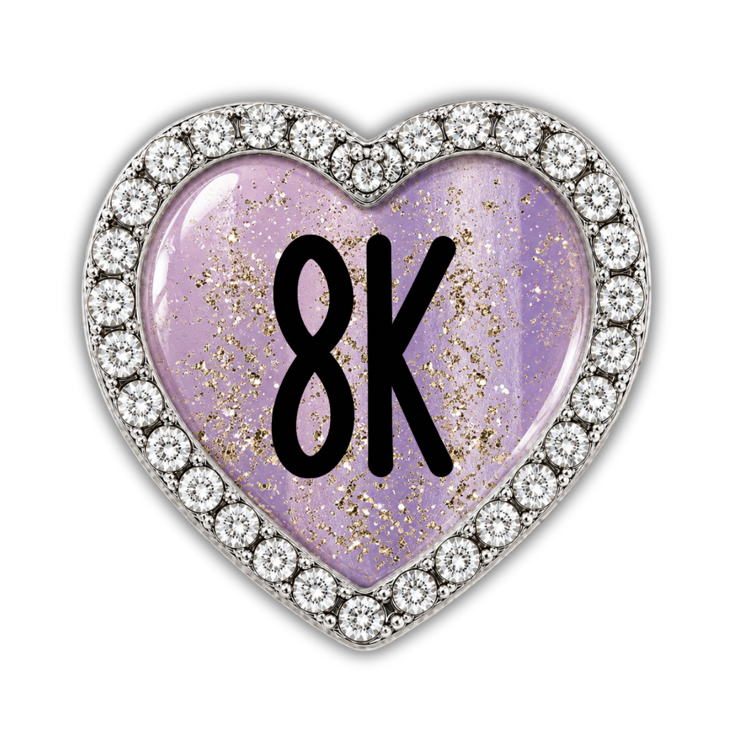 8k Blue Gold Sparkle Running Distance Charm