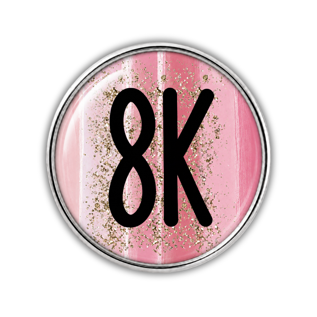 8k Blue Gold Sparkle Running Distance Charm