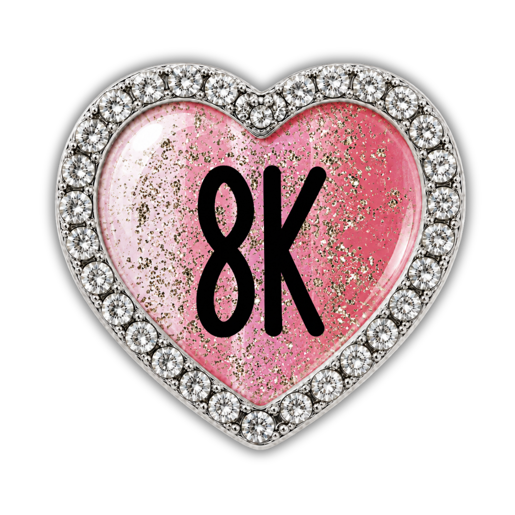 8k Blue Gold Sparkle Running Distance Charm