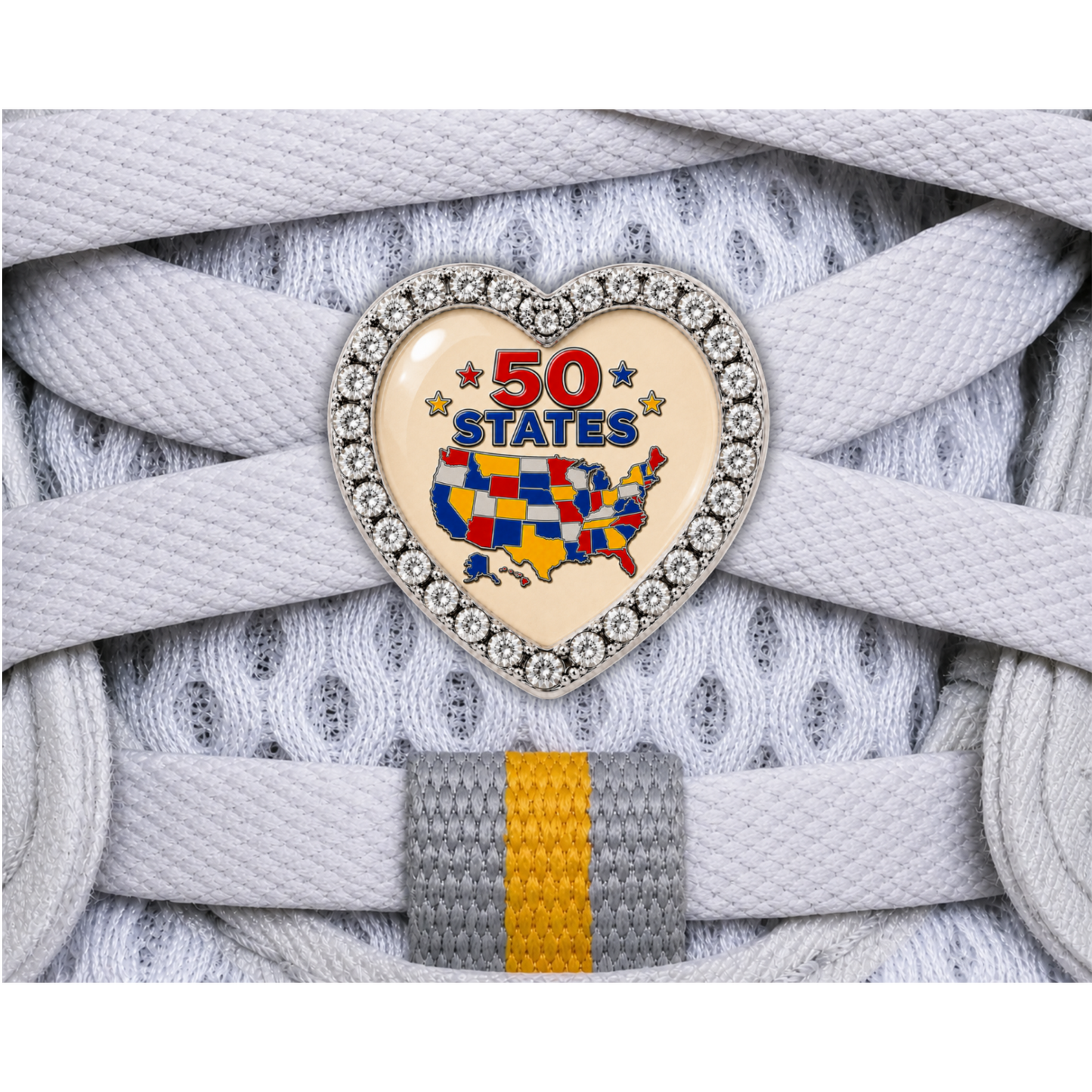 50 States Runner USA Map Shoelace Charm