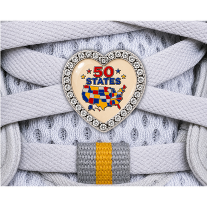 50 States Runner USA Map Shoelace Charm
