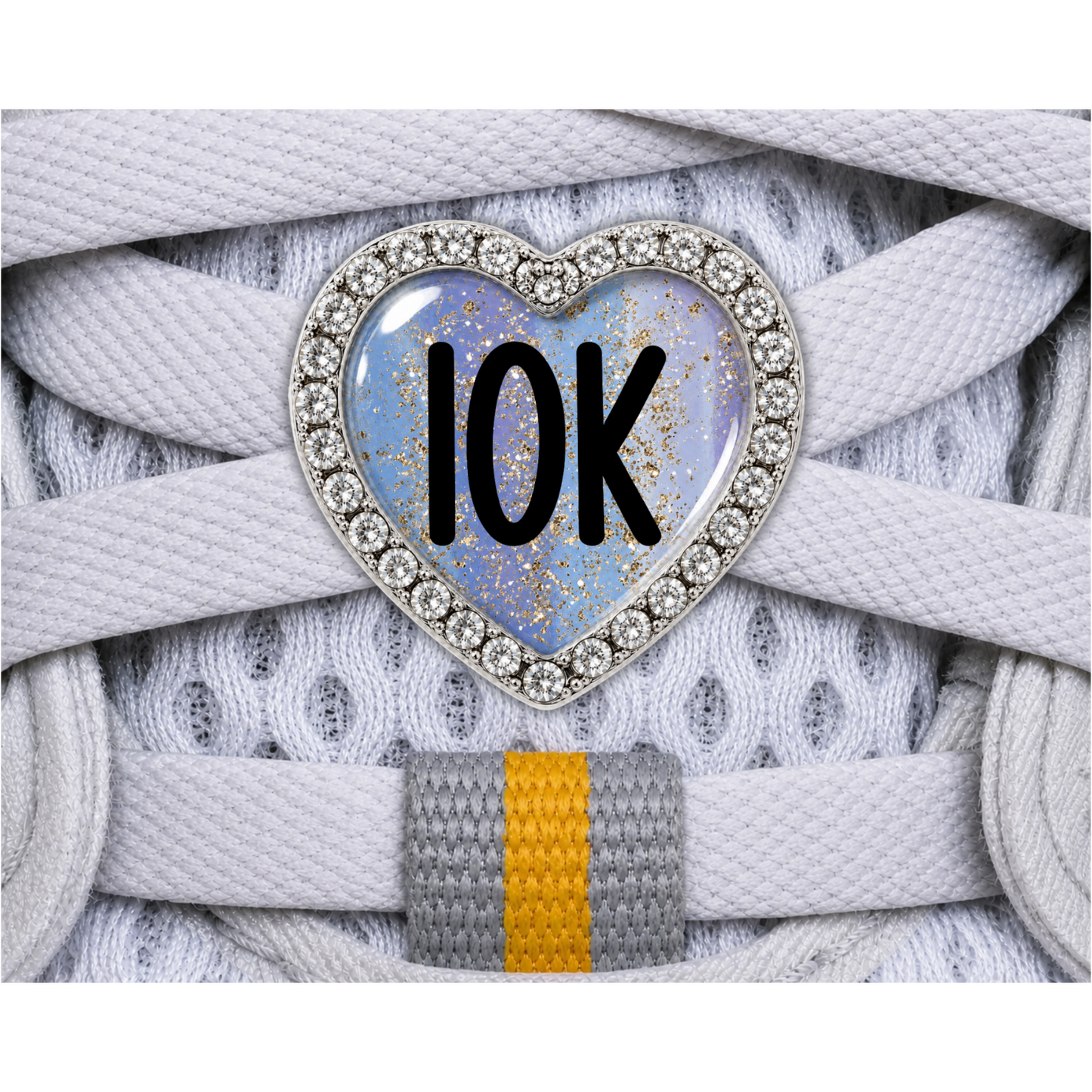 10K Blue Gold Sparkle Running Distance Charm