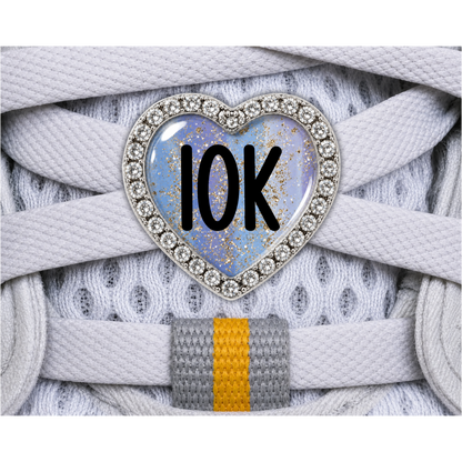 10K Blue Gold Sparkle Running Distance Charm