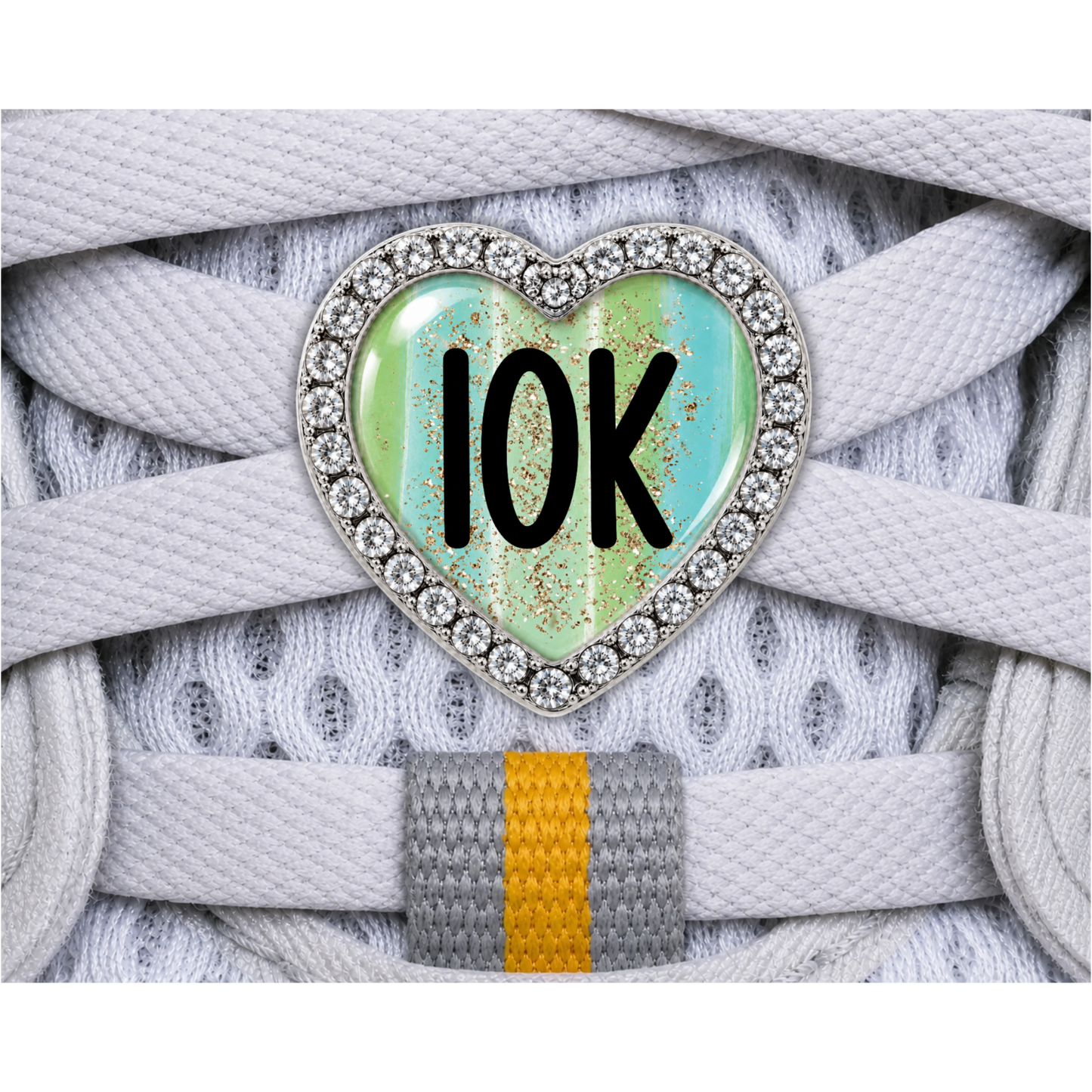 10K Blue Gold Sparkle Running Distance Charm