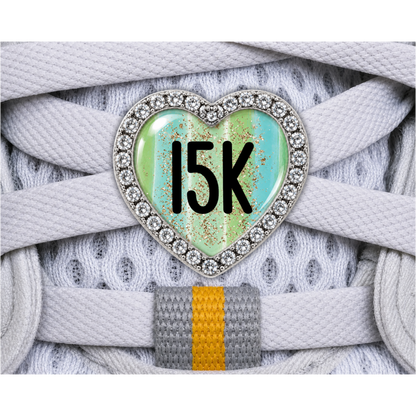 15k Blue Gold Sparkle Running Distance Charm