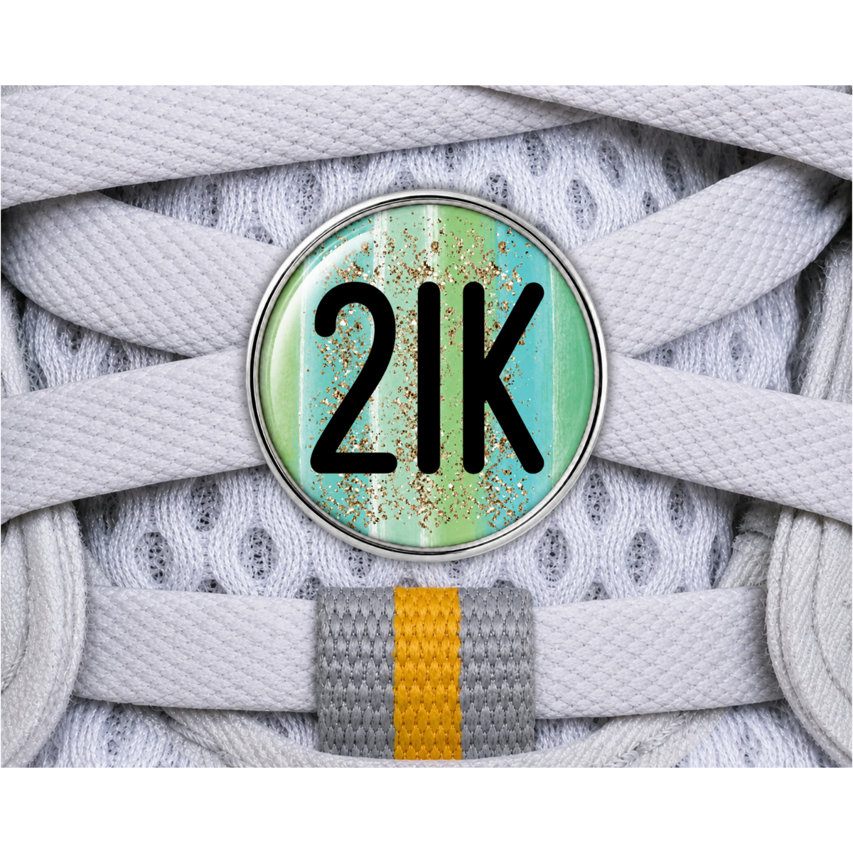 21K Gold Sparkle Running Distance Charm