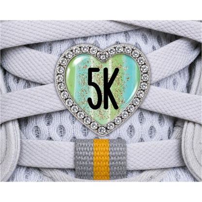 5K Gold Sparkle Running Distance Sneaker Charm