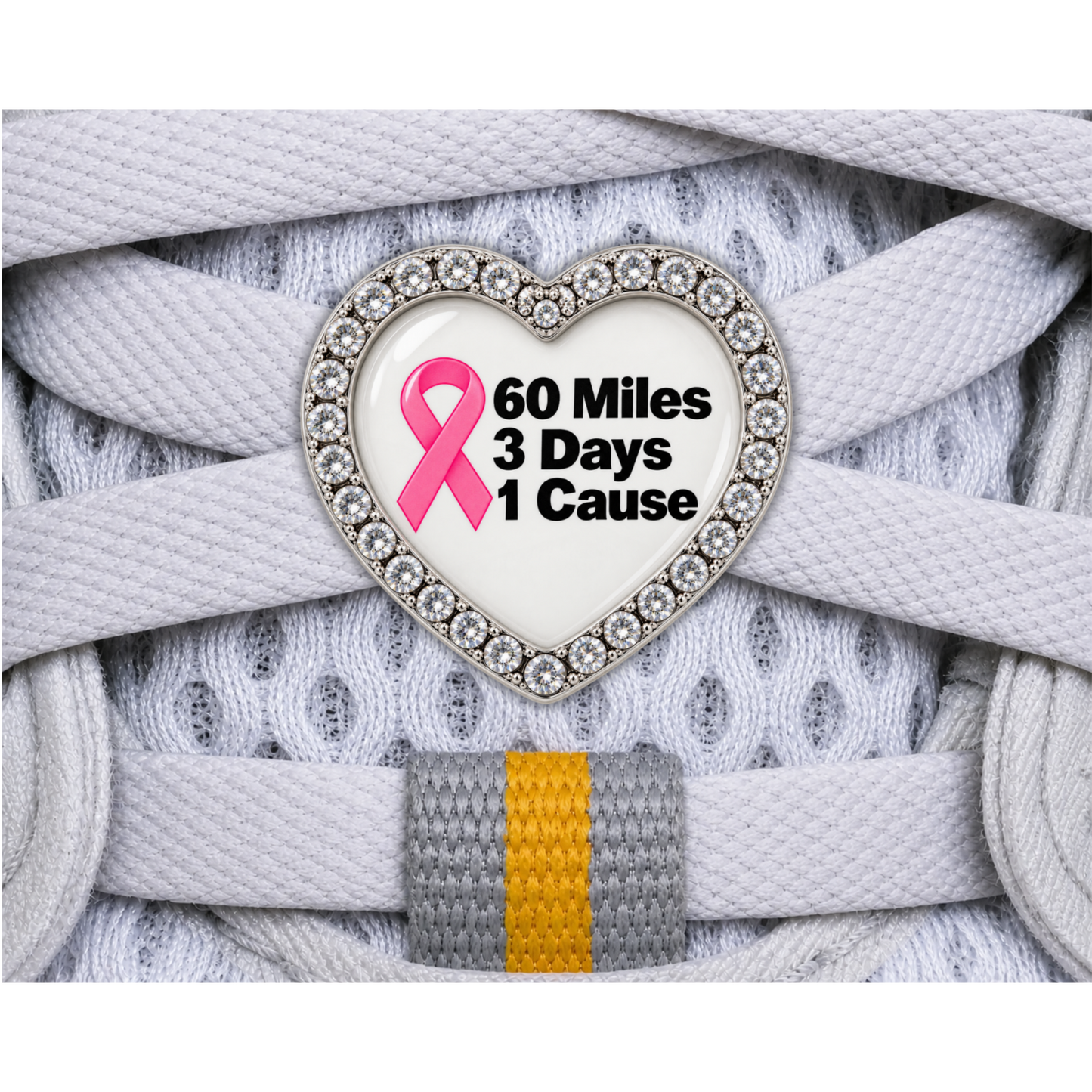 60 Miles 3 Days 1 Cause Breast Cancer Awareness Shoe Charm