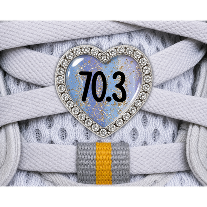 70.3 Blue Gold Sparkle Running Distance Charm