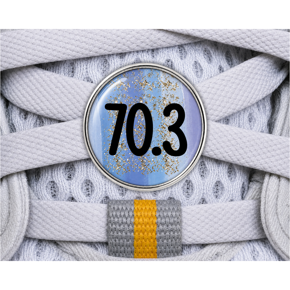 70.3 Blue Gold Sparkle Running Distance Charm