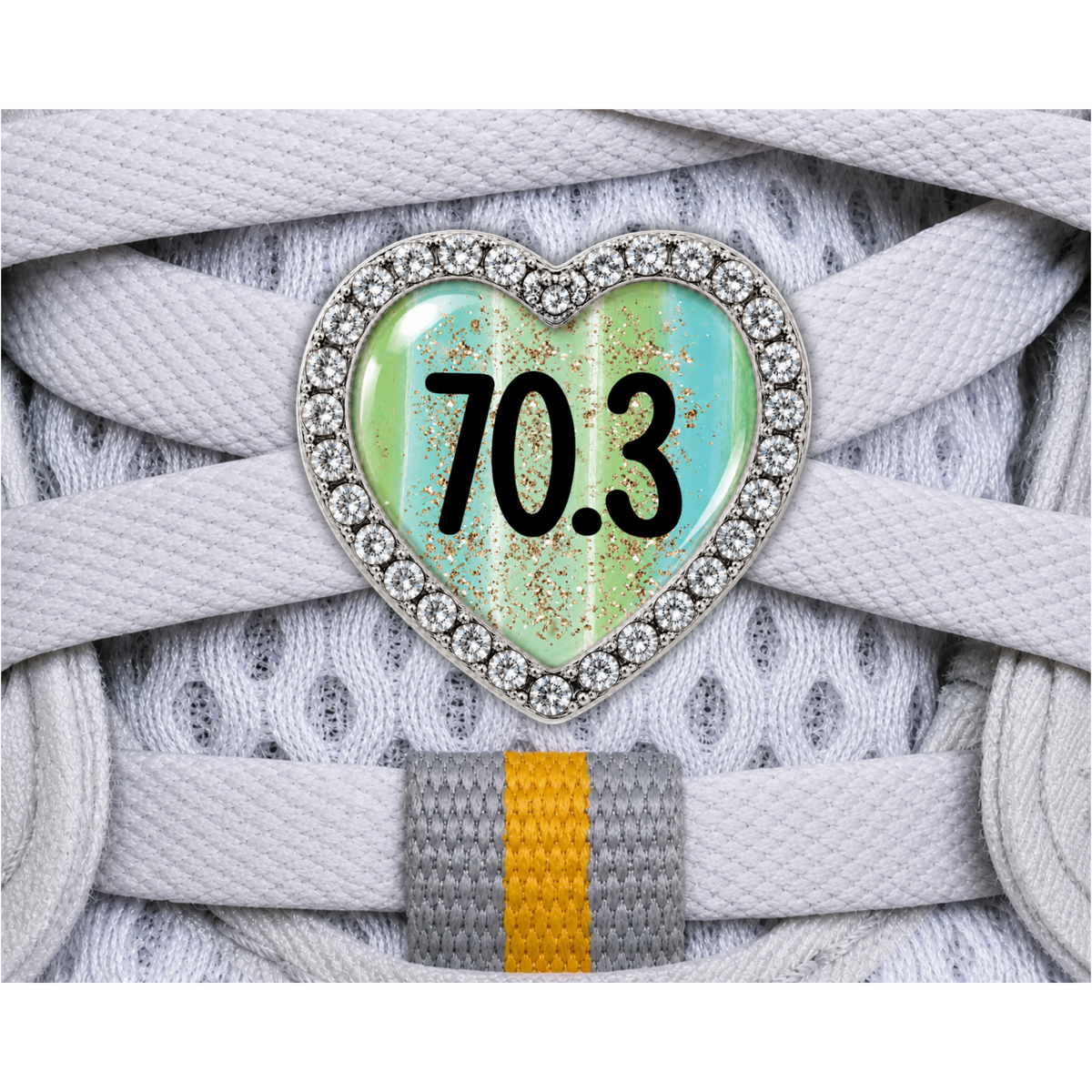70.3 Blue Gold Sparkle Running Distance Charm