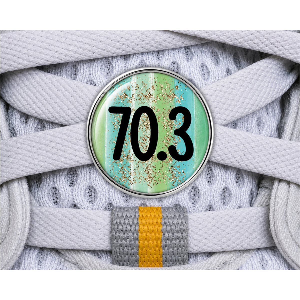 70.3 Blue Gold Sparkle Running Distance Charm