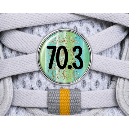 70.3 Blue Gold Sparkle Running Distance Charm