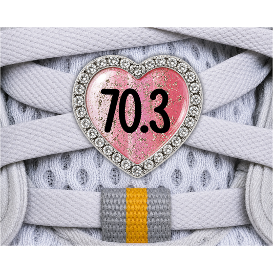 70.3 Blue Gold Sparkle Running Distance Charm