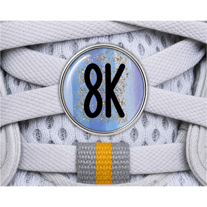 8k Blue Gold Sparkle Running Distance Charm