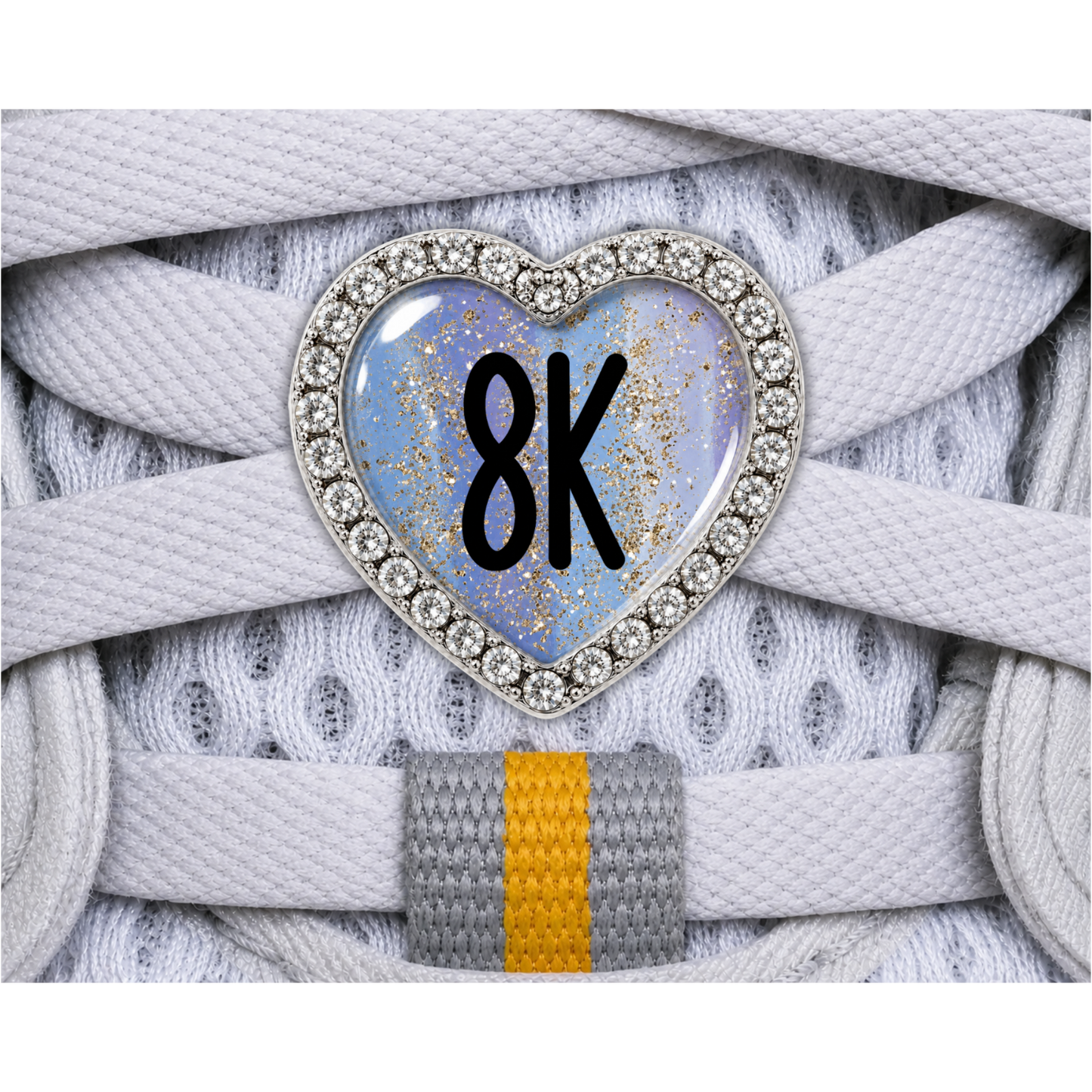 8k Blue Gold Sparkle Running Distance Charm