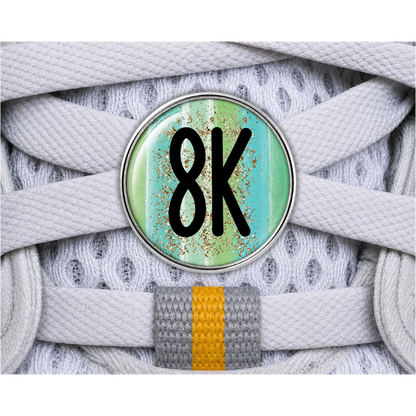 8k Blue Gold Sparkle Running Distance Charm