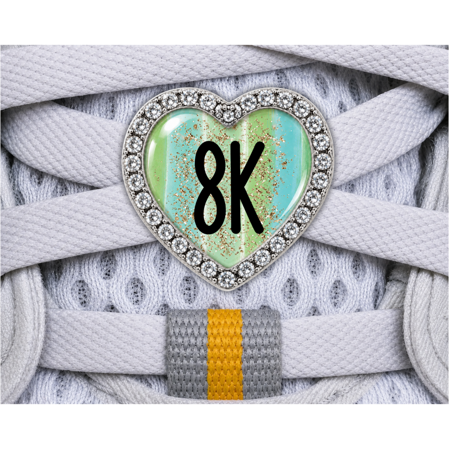 8k Blue Gold Sparkle Running Distance Charm
