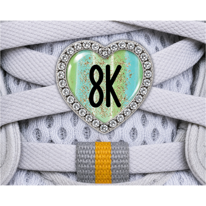 8k Blue Gold Sparkle Running Distance Charm