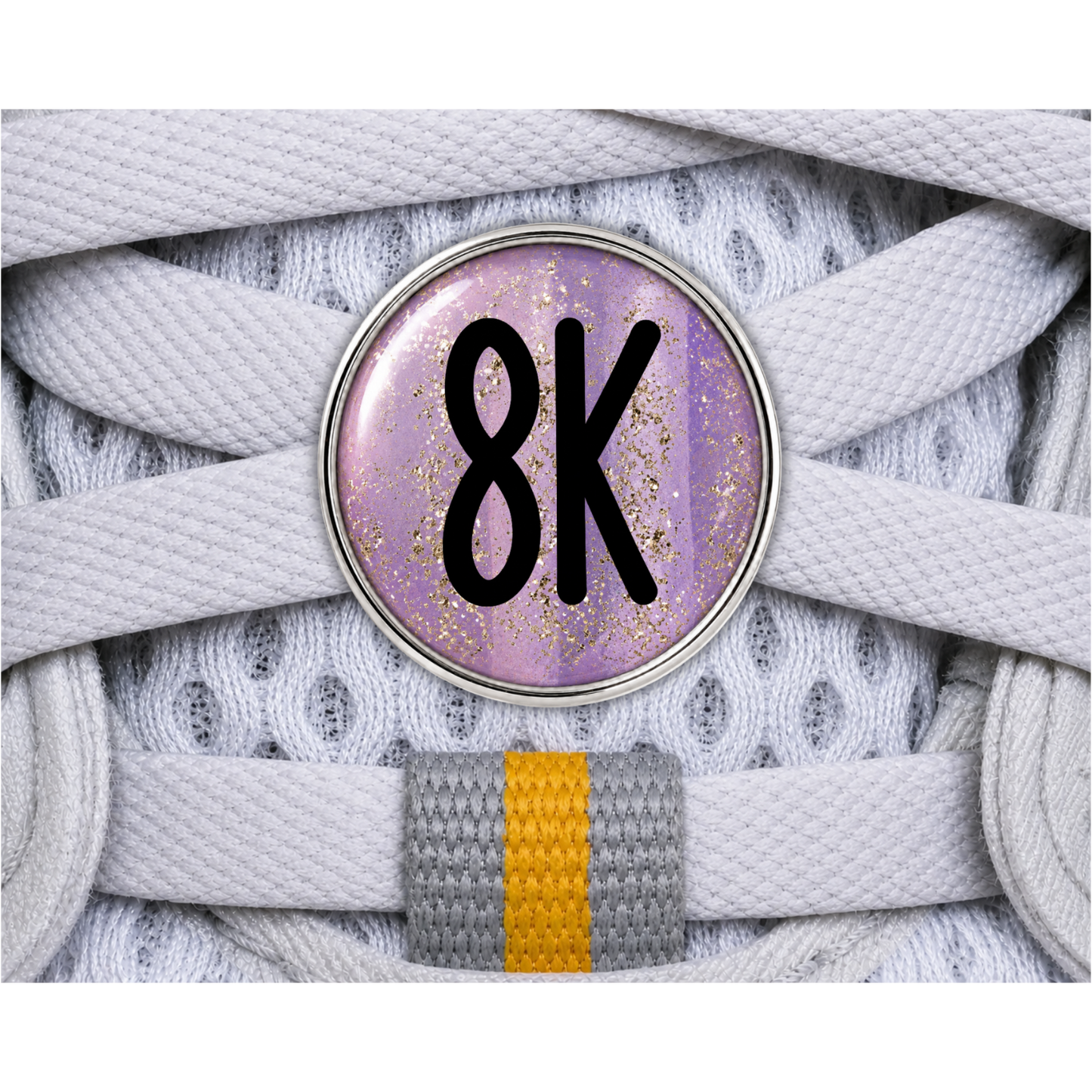8k Blue Gold Sparkle Running Distance Charm